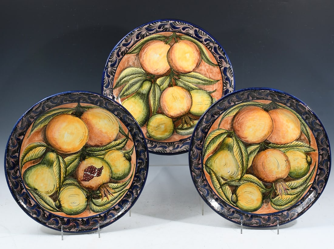3 PC. MEXICAN FRUIT MOTIF MAJOLICA CHARGERS (1 of 4)