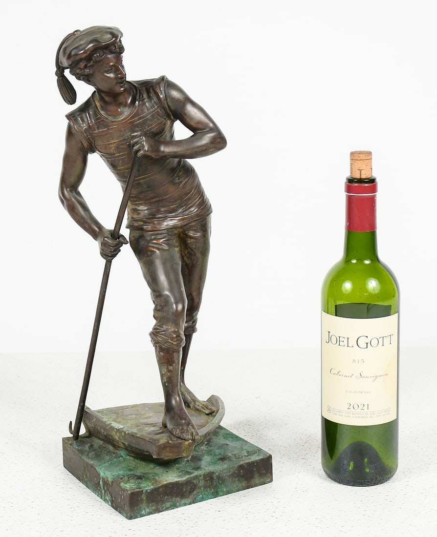 BRONZE GONDOLIER FIGURE AFTER JEAN DEBUT (1 of 3)