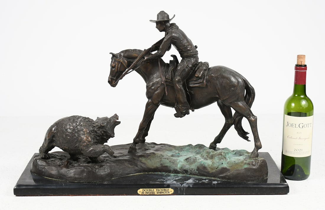 "DOUBLE TROUBLE" BRONZE AFTER FREDERIC REMINGTON (1 of 4)