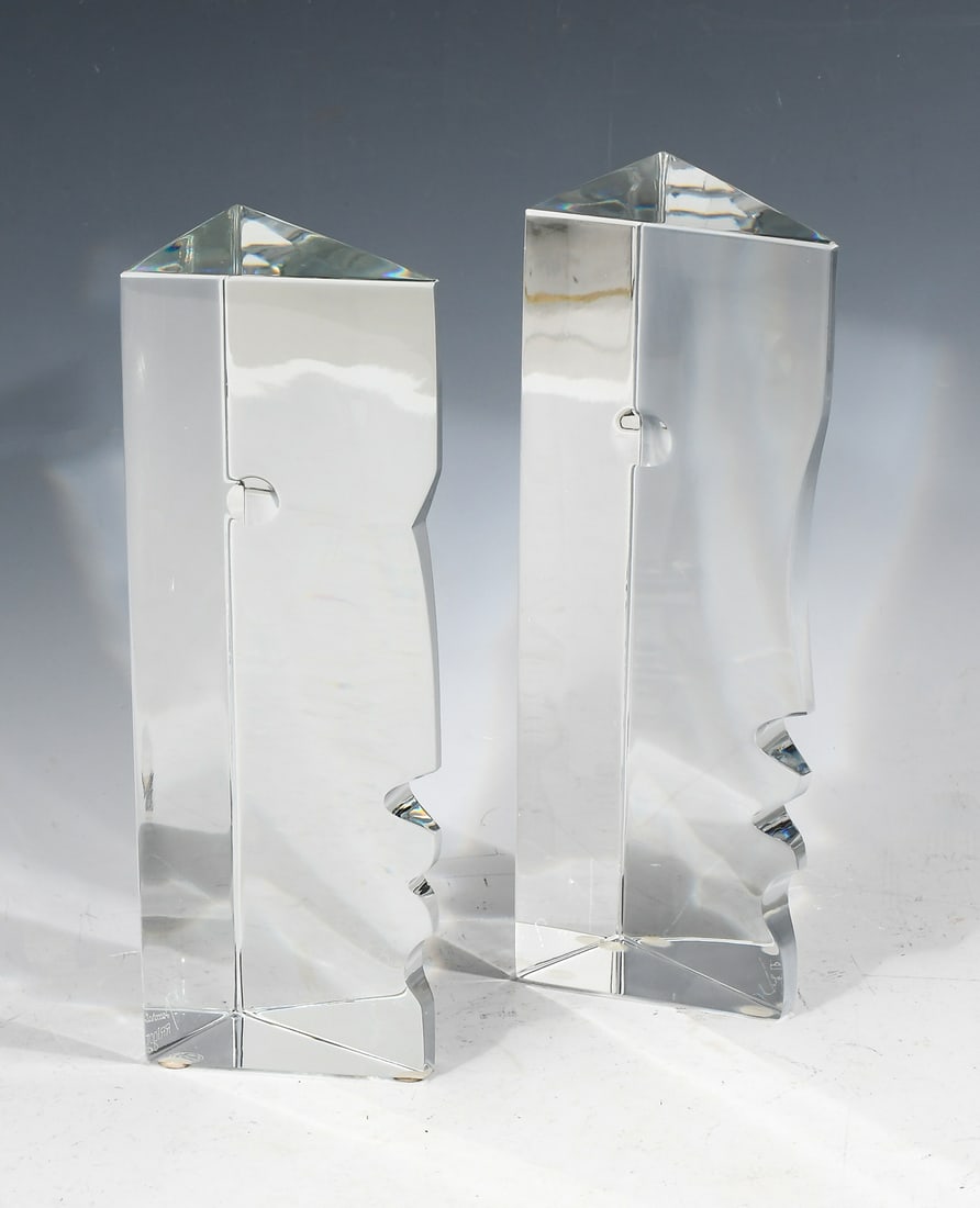 BACCARAT R. RIGOT FACE SCULPTURE CRYSTAL BOOKENDS (1 of 1)