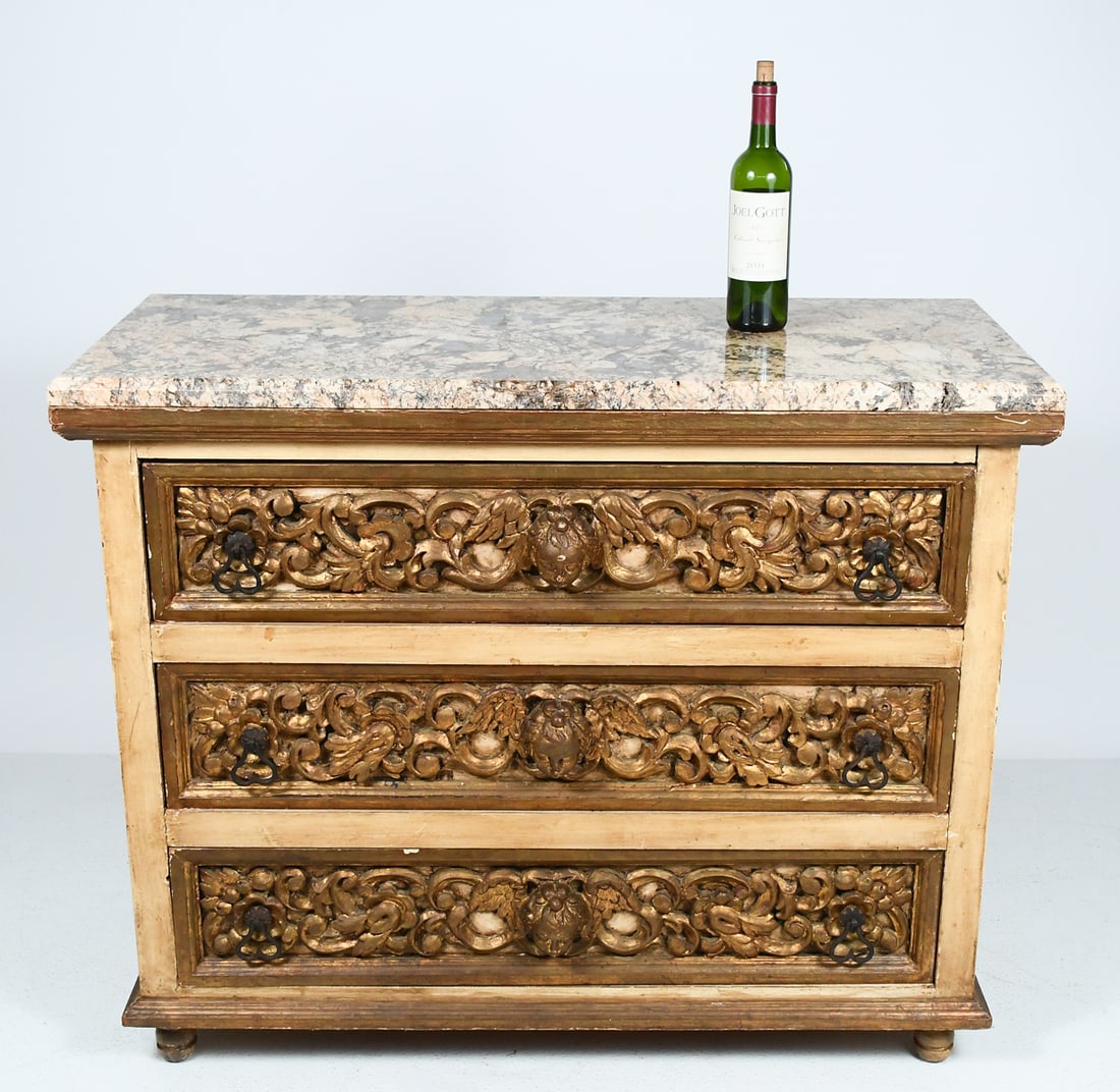 CARVED MARBLE TOP 3- DRAWER DRESSER (1 of 5)