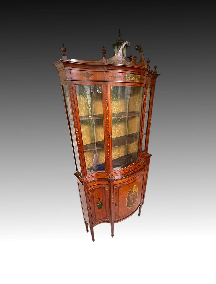 MAHOGANY & SATINWOOD CURIO DISPLAY CABINET (1 of 1)