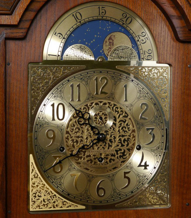 HOWARD MILLER OAK CASE GRANDFATHER CLOCK Lot 1179