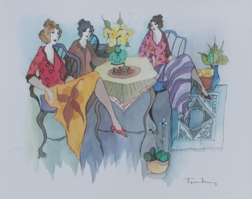TARKAY SERIOLITHOGRAPH "BLISSFUL MOMENTS": TARKAY, Itzchak, (Israeli, 1935-2012): "Blissful Moments", Seriolithograph, signed in the plate, 18" x 23 1/4", custom frame 28 1/2" x 33 1/2".