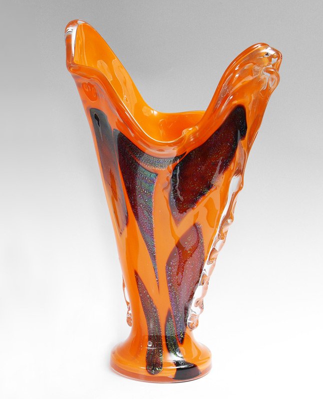 LARGE ORANGE MURANO GLASS VASE Jan 26, 2014 Burchard Galleries Inc