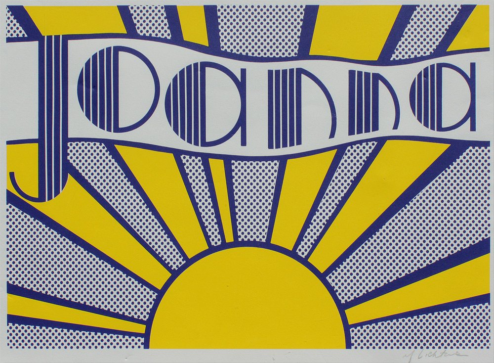 ROY LICHTENSTEIN ''JOANNA'' LITHOGRAPH: LICHTENSTEIN, Roy, (American, 1923-1997): ''Joanna'', Color Lithograph, Sight size 17'' x 23 1/2'', signed lower right, encased in contemporary black frame 25'' x 31 3/4''.