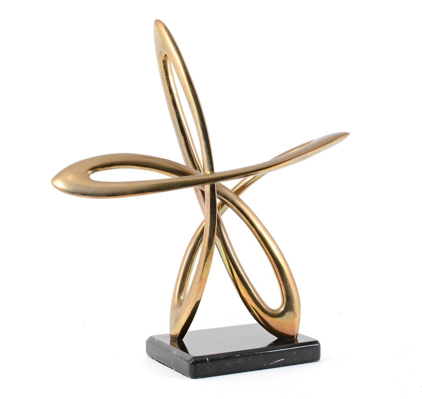 CUNNINGHAM "POLARIS" ABSTRACT BRONZE SCULPTURE: CUNNINGHAM, Hugh, (): "Polaris", Abstract Bronze, 19 1/2" h., signed titled and #'d 2/18 on the base, affixed to a marble plinth, From the Arland Christ-Janer Collection.