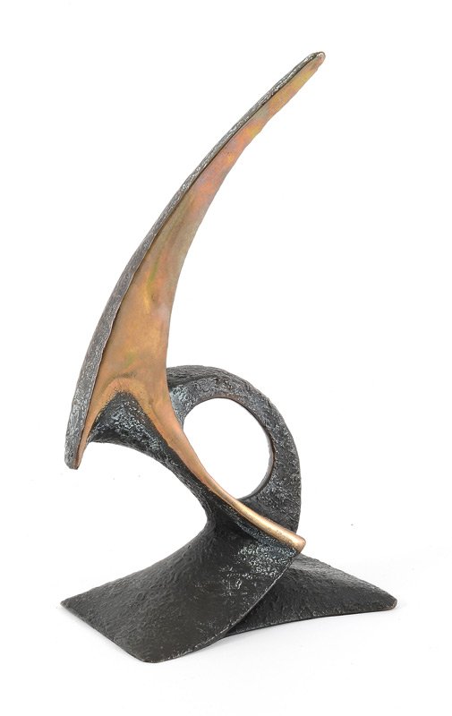 TOM BENNETT ABSTRACT BRONZE: BENNETT, Tom, (American, 1928- ): Abstract Horn Form, Bronze, 9" h., signed and #'d 27/100, dated '77.