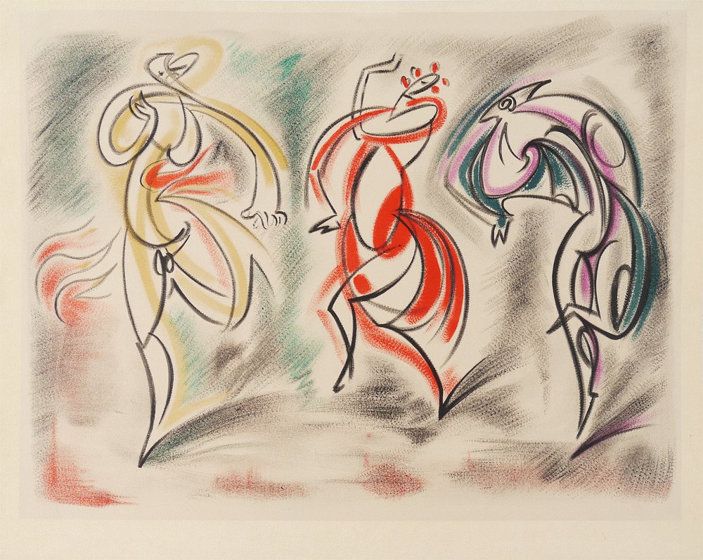 ANDRE MASSON "BALLET" LITHO: MASSON, Andre, (French, 1896-1987): "Ballet", Lithograph, size with margins 19 1/2" x 25 1/2", no visible signature, metal frame 25" x 30".