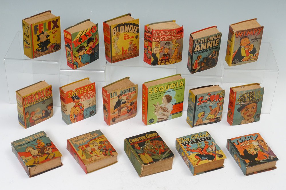 17 BIG LITTLE & BETTER LITTLE BOOKS: 17 BIG LITTLE & BETTER LITTLE BOOKS: To include 1415 "Blondie and Baby Dumpling", 1477 "Smitty in Going Native", 1456 "The Story of Charlie McCarthy and Edgar Bergen", 1408 "Skeezix at the Military Ac