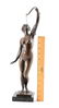 DIANA WITH BOW BRONZE SCULPTURE SIGNED HOFFMANN - 2