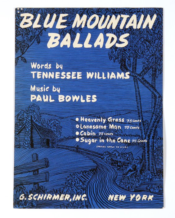 TENNESSEE WILLIAMS & PAUL BOWLES SHEET MUSIC: TENNESSEE WILLIAMS & PAUL BOWLES SHEET MUSIC: A rare collaboration on a song, "Lonesome Man": lyrics by Tennessee, score by Bowles. In 1920, Williams at the age of nine went to live with his grandpare