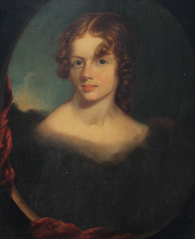 PORTRAIT PAINTING MAGARETTA FALCONER BIDDLE: PORTRAIT PAINTING OF MAGARETTA FALCONER BIDDLE BY NEAGLE?: Possibly by John Neagle, Famous Philadelphia Portrait Artist, Oil/Wood Panel, 25" x 20 1/4", several original labels, as well as a Christie's