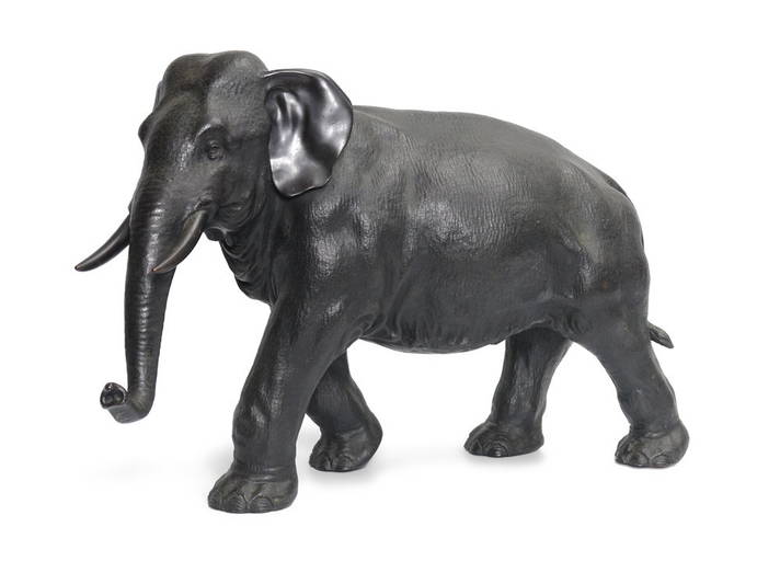 Large Meiji Bronze Elephant Sculpture