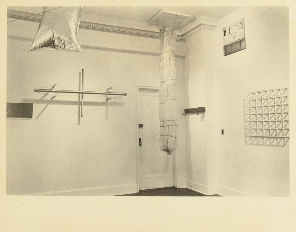 PHOTOGRAPH OF PROJECT BY CHRISTO: PHOTOGRAPH OF PROJECT BY CHRISTO (CHRISTO VLADIMIROV JAVACHEFF), (BULGARIAN, 1935): Label verso reads "John Gibson, Projects for Commission", The Hanging, Floating and Cantilevered Show," Installation