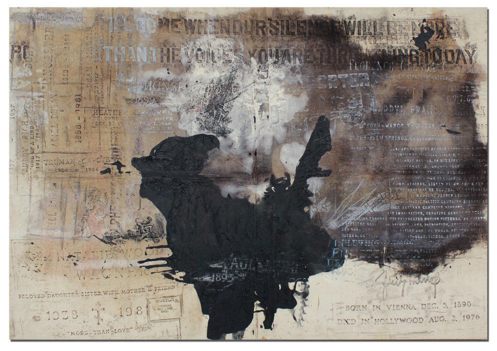 LARGE SCOTT COVERT CELEBRITY TOMBSTONE PAINTING: OVERT, Scott (American, 1954-): Celebrity Tombstone Rubbing to include, Lucille Ball, Natalie Wood-Wagner, Truman Capote, Buddy Rich, Dean Martin, Marilyn Monroe, Emmett Kelly, and Others, Oil/Canvas,