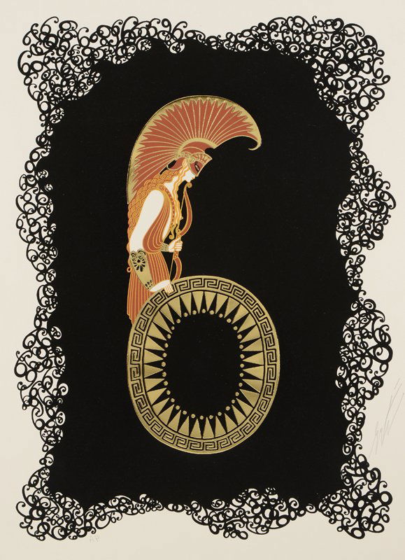 ERTE NUMBER 6 SERIGRAPH: ERTE NUMBER 6 SERIGRAPH: Artist's Proof, 22 1/2" x 16 1/4" with margins, unframed, pencil signed lower right, marked AP lower left.