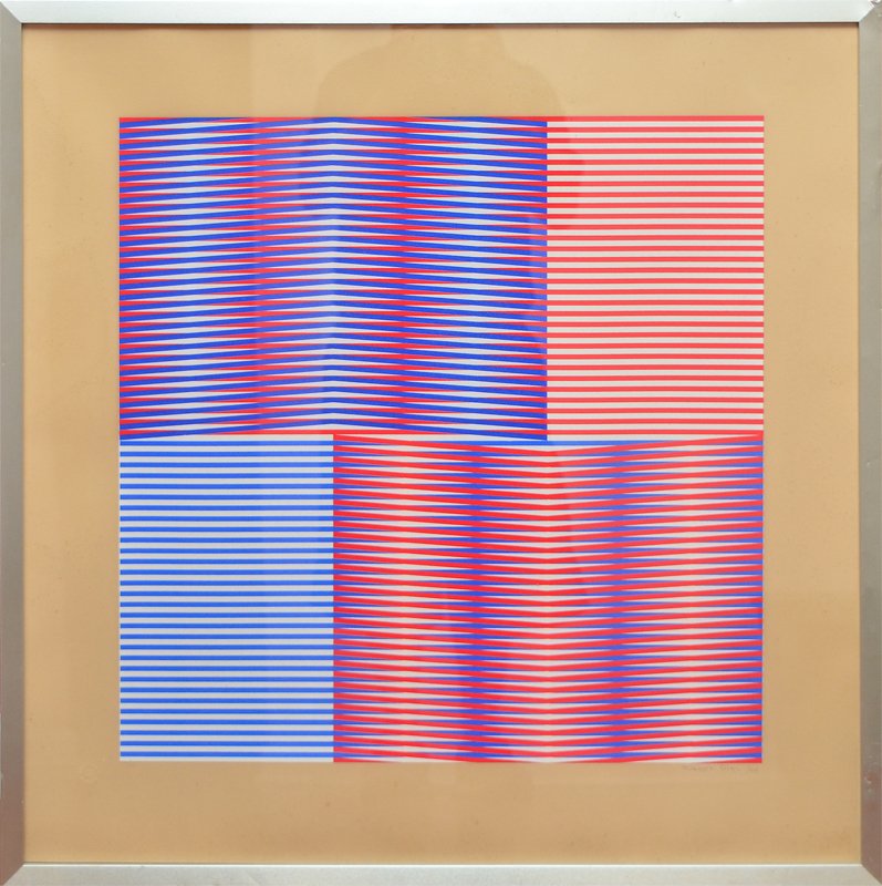 CARLOS CRUS-DIEZ SCREENPRINT INDUCTION: CRUZ-DIEZ, Carlos, (Venezuelan, 1923): "Induction Chromatique 1", Color Screenprint, 30 1/2" x 30 1/2", pencil signed lower right, metal frame, 32" x 32", Denise Rene blind stamp lower left, pencil nu