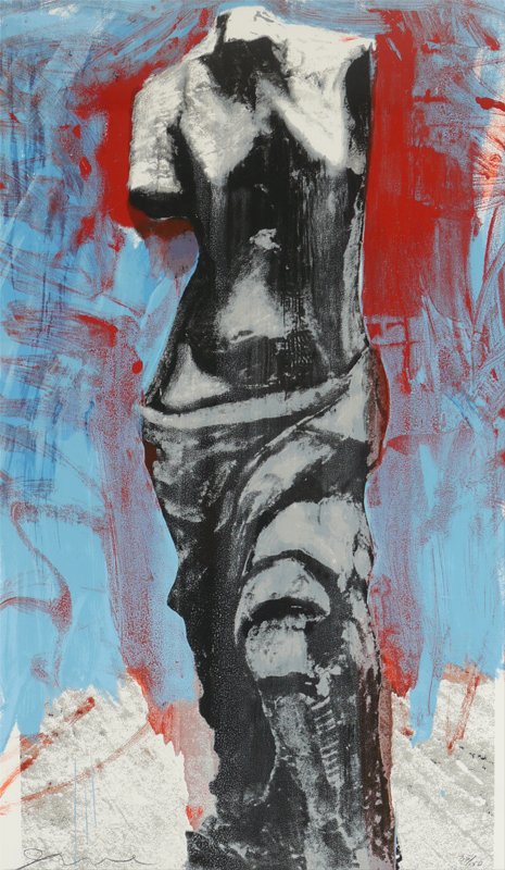 JIM DINE ''RED WHITE & BLUE VENUS'' SCREEN PRINT: DINE, Jim, (American, 1935- ): "Red, White, & Blue Venus", Benefit the Walter Mondale Campaign, Screenprint, 29 1/4" x 17 3/4", pencil signed lower left and numbered 35/150 lower right, framed, 35 1/2
