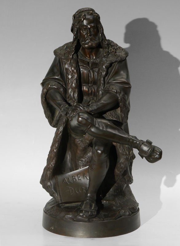 CARRIER-BELLEUSE BRONZE ALBRECHT DURER: BELLEUSE, Albert Ernest Carrier, (French, 1824-1887): Albert Durer, Bronze, 24 3/4'' h. x 15'', incised signature.