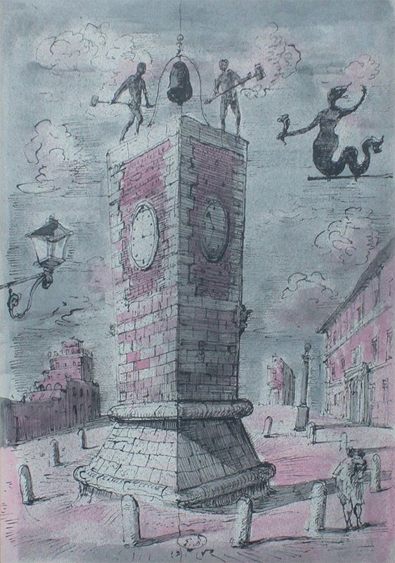 2 SIDED SURREAL EUGENE BERMAN DRAWING: BERMAN, Eugene Gustavovitch, (Russian/American, 1899-1972): 2 sided surreal drawing, sight size 15 1/4" x 11 1/2", monogrammed 25" x 20 3/4".