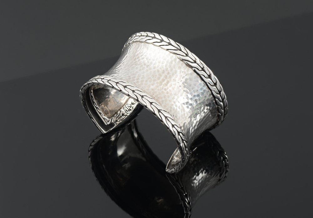 JOHN HARDY PALU STERLING SILVER CUFF BRACELET: JOHN HARDY PALU STERLING SILVER CUFF BRACELET: Hand hammered wide cuff bracelet from the Palu collection. Medium size. Well signed. From the John Hardy web site.. "inspired by the essence of the earth