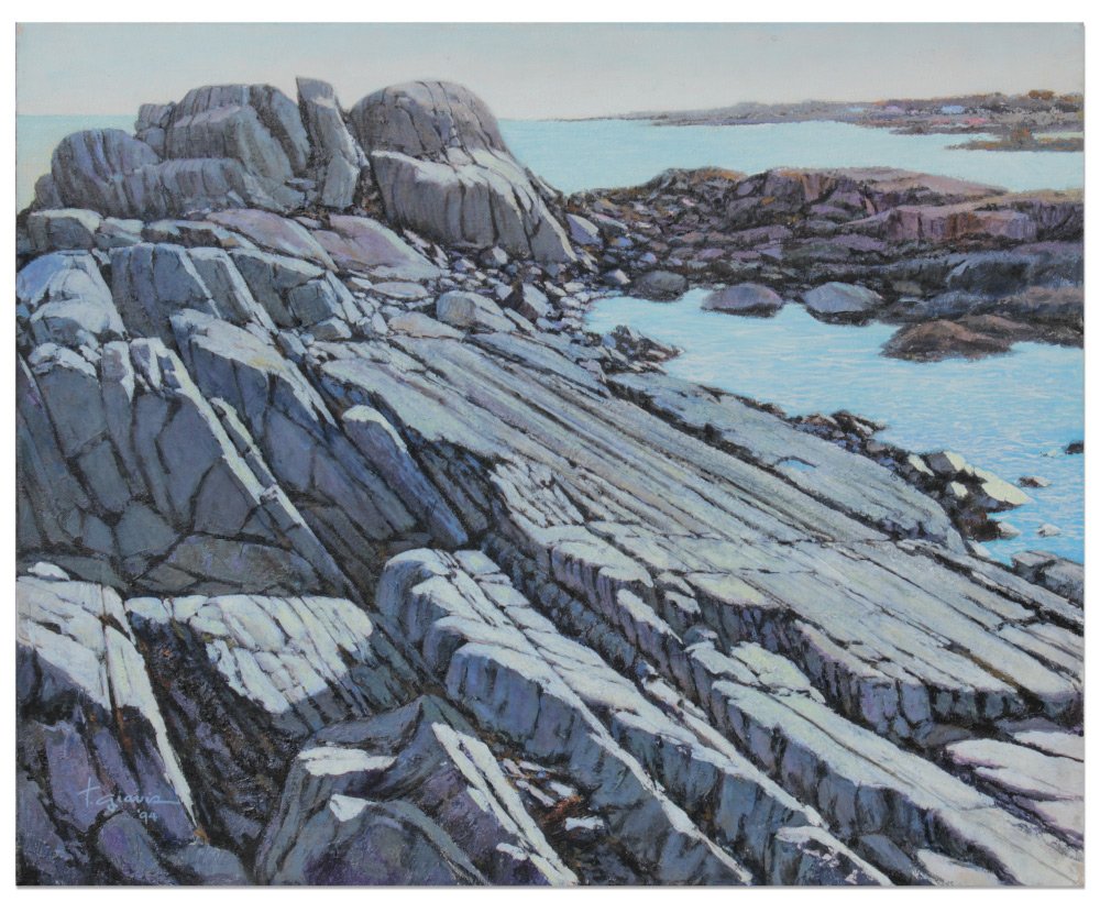 TED GIAVIS RYE NEW HAMPSHIRE COASTAL PAINTING: GIAVIS, Ted, (American, 1920-2008): Evening Calm, Oil/Canvas, 24" x 30", signed lower left, dated '94, unframed.