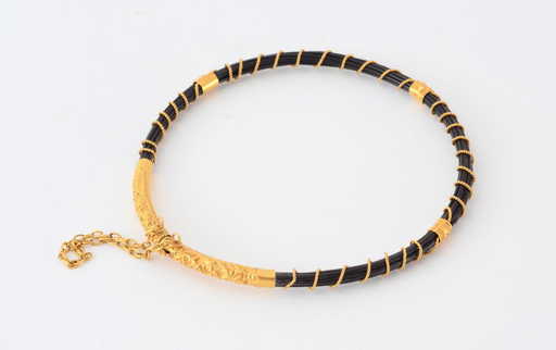 Victorian Elephant Hair 18k Gold Bangle Bracelet