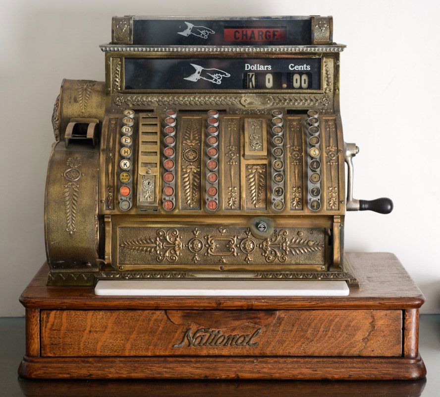 BRASS NATIONAL CASH REGISTER MODEL 452