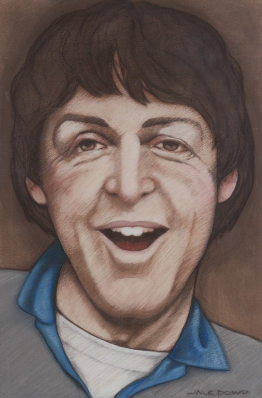 LARGE JACK DOWD PASTEL OF PAUL MCCARTNEY: DOWD, Jack, (American, 1938-): Paul McCartney, Pastel, 47 1/2" x 32", signed lower right, framed, 54" x 38".
