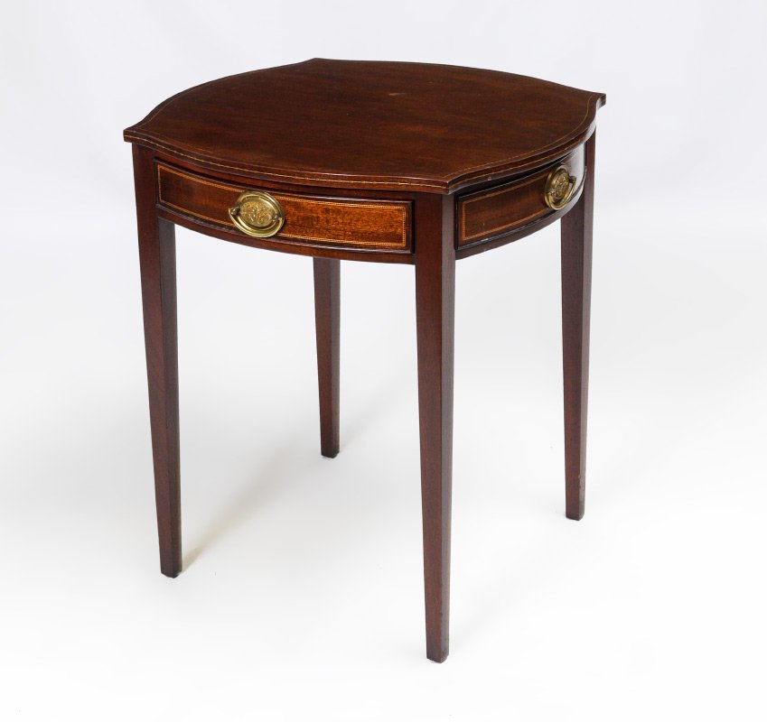 KINDEL WINTERTHUR COLLECTION CONNECTICUT SIDE TABLE: KINDEL WINTERTHUR COLLECTION CONNECTICUT SIDE TABLE: With one drawer, top with patterned inlay, 24" h. x 22".