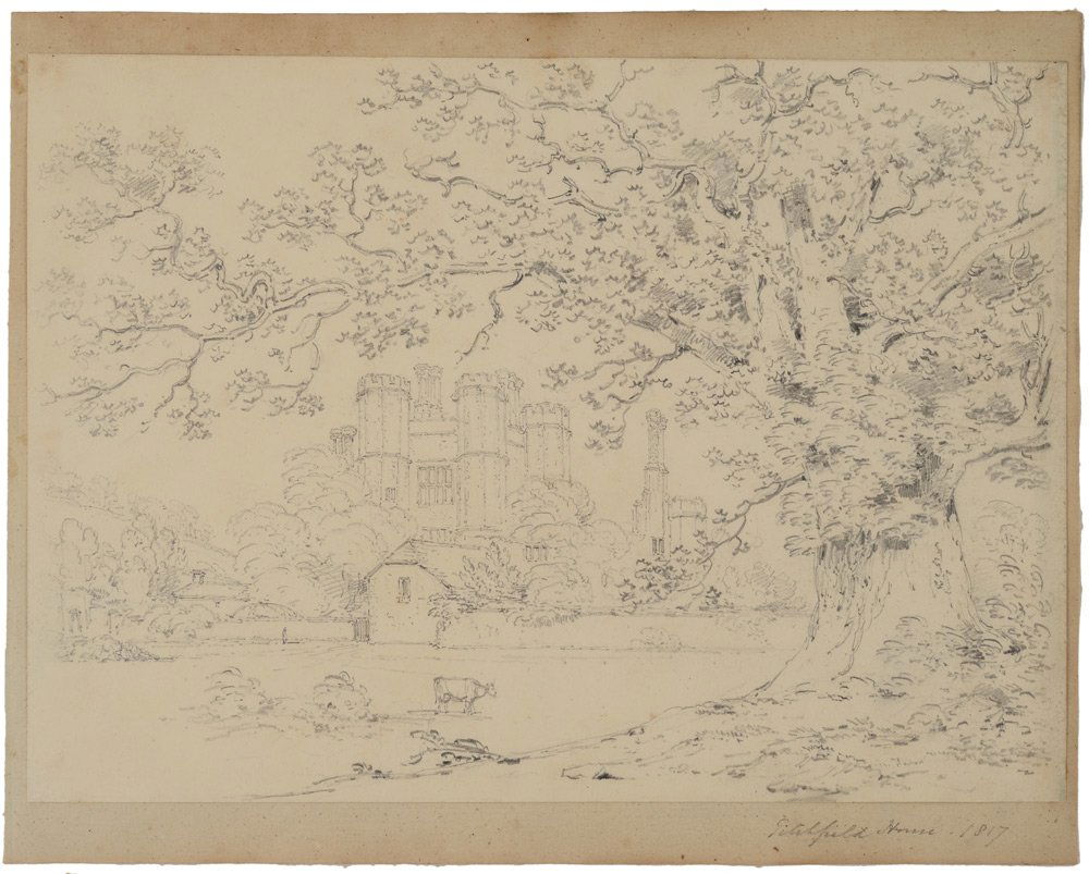 DRAWING ATTRIBUTED TO J.M.W. TURNER: DRAWING ATTRIBUTED TO J.M.W. TURNER FROM THE ESTATE OF JOHN ANDERSON JR. OF ANDERSON GALLERIES IN NEW YORK: "Litchfield House, 1817", pencil drawing, 8 1/4" x 11 3/4". Mr. Anderson is the author of "T