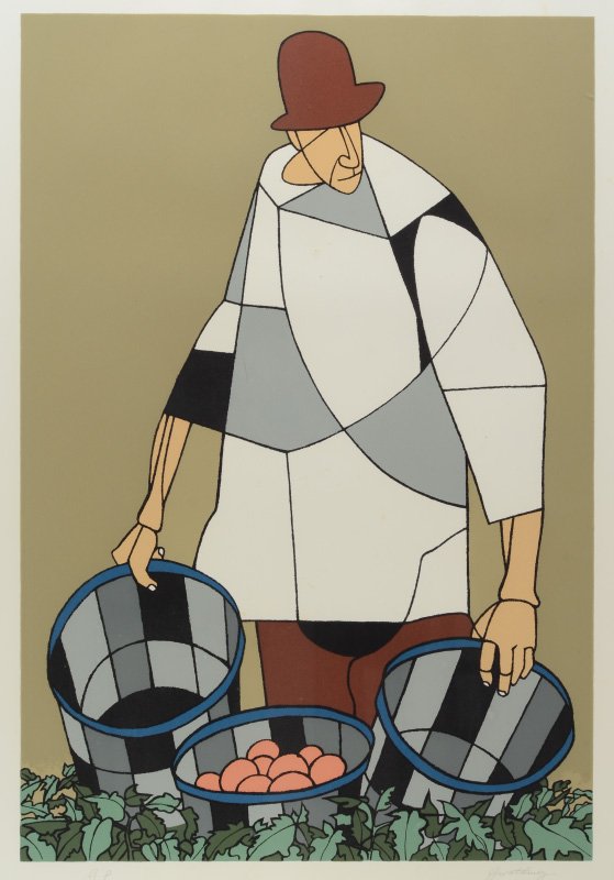 ROBERT GWATHMEY ''MIGRANT'' ARTIST PROOF SERIGRAPH: GWATHMEY, Robert, (American, 1903-1988): ''Migrant'', Color Screenprint, sight size 29 1/2'' x 20 1/2'', pencil signed lower right, marked Artist Proof lower left, contemporary frame, 35 1/2'' x 26 1/