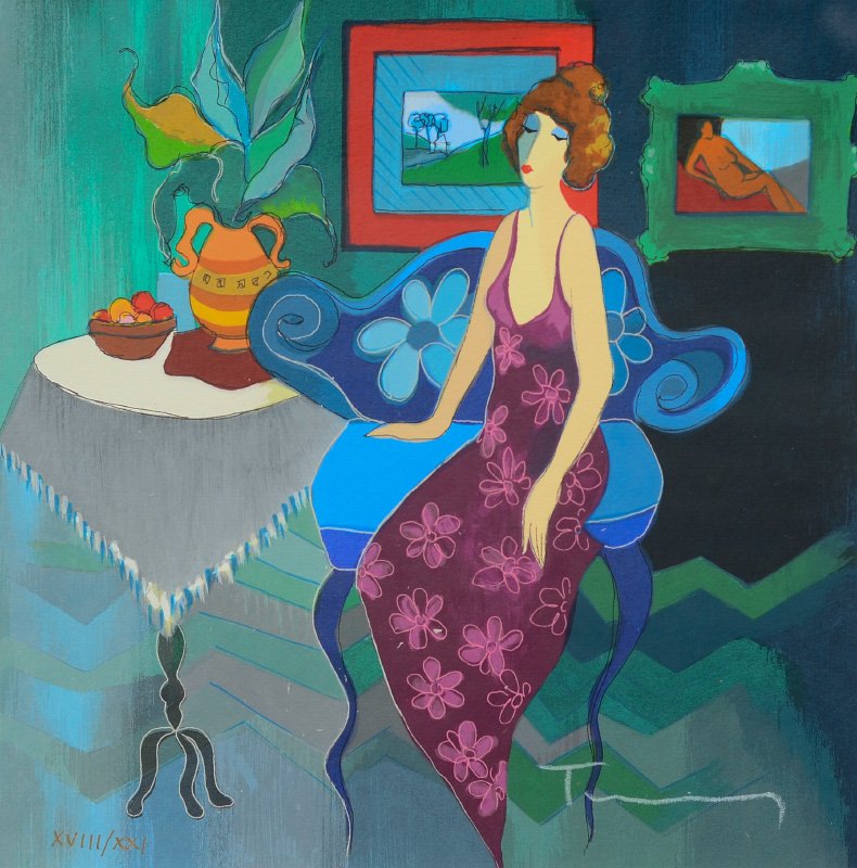 ITZCHAK TARKAY SERIGRAPH "A MOMENT OF PEACE II": TARKAY, Itzchak, (Israeli, 1935- ): "A Moment of Peace II", Serigraph, sight size 9 3/4" x 9 1/2", signed lower right and numbered in Roman numerals XVIII of XXI, framed, 22 1/2" x 22 1/4".