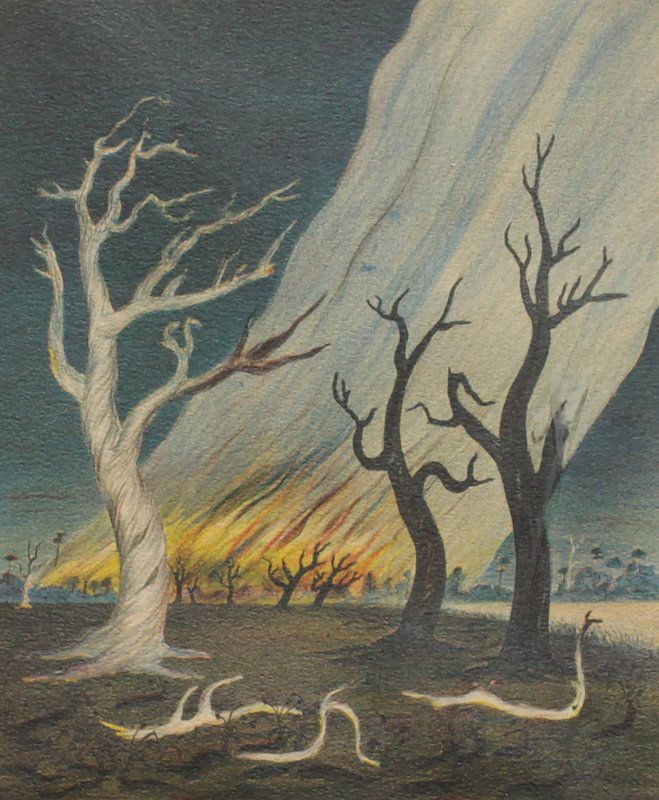 BUELL WHITEHEAD LITHOGRAPH "WOOD FIRE": WHITEHEAD, Buell, (American, 1919-1993): "Wood Fire", Color Lithograph, sight size 9 1/2" x 8", pencil signed lower right, titled lower left, framed, 19" x 16 1/4".