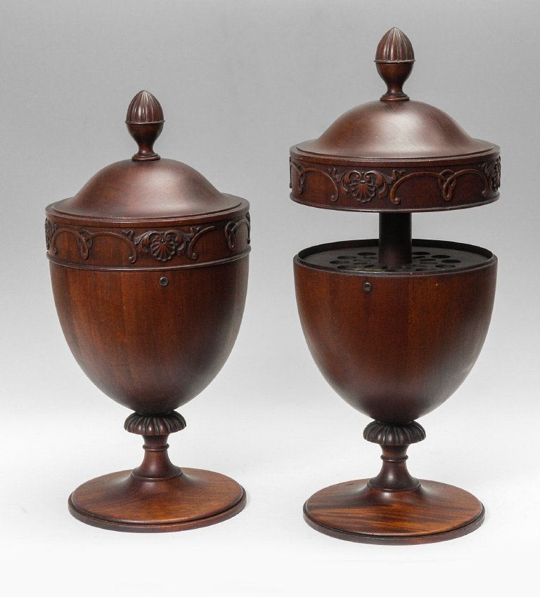 PAIR MAHOGANY URN FORM KNIFE BOXES (1 of 4)