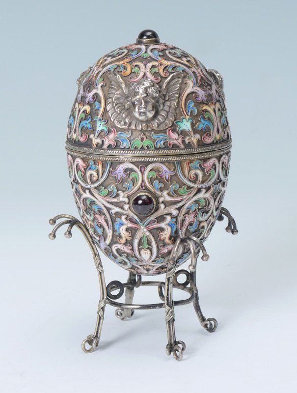 MARIA SEMENOVA ENAMELED RUSSIAN SILVER EGG (1 of 7)
