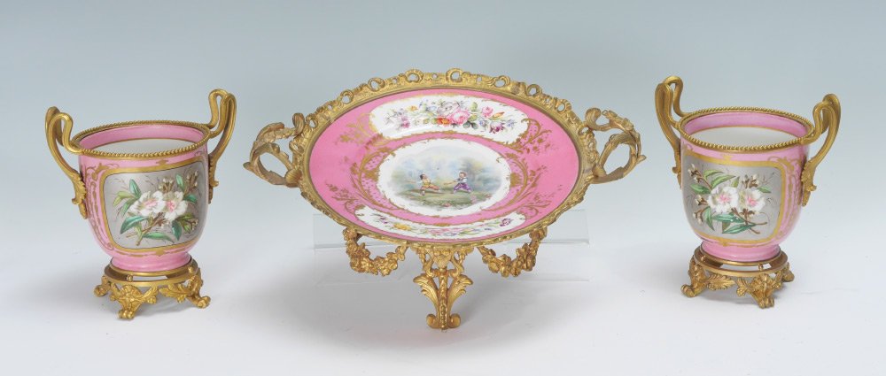 SEVRES PORCELAIN CACHE POTS AND COMPOTE (1 of 6)