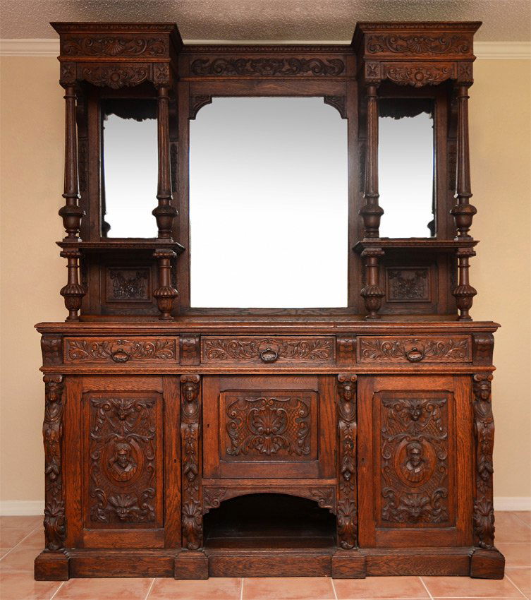 A GRAND FIGURAL CARVED OAK SIDEBOARD (1 of 6)