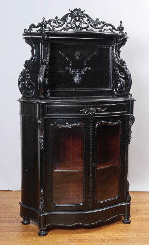 ROCOCO STYLE FRENCH EBONIZED CABINET (1 of 6)