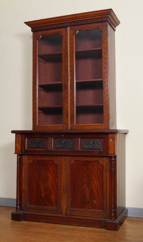 VICTORIAN MAHOGANY SECRETAIRE BOOKCASE (1 of 5)