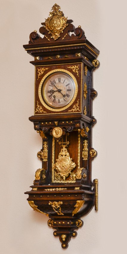 LENZKIRCH ORNATE CARVED & GILT METAL WALL CLOCK (1 of 7)