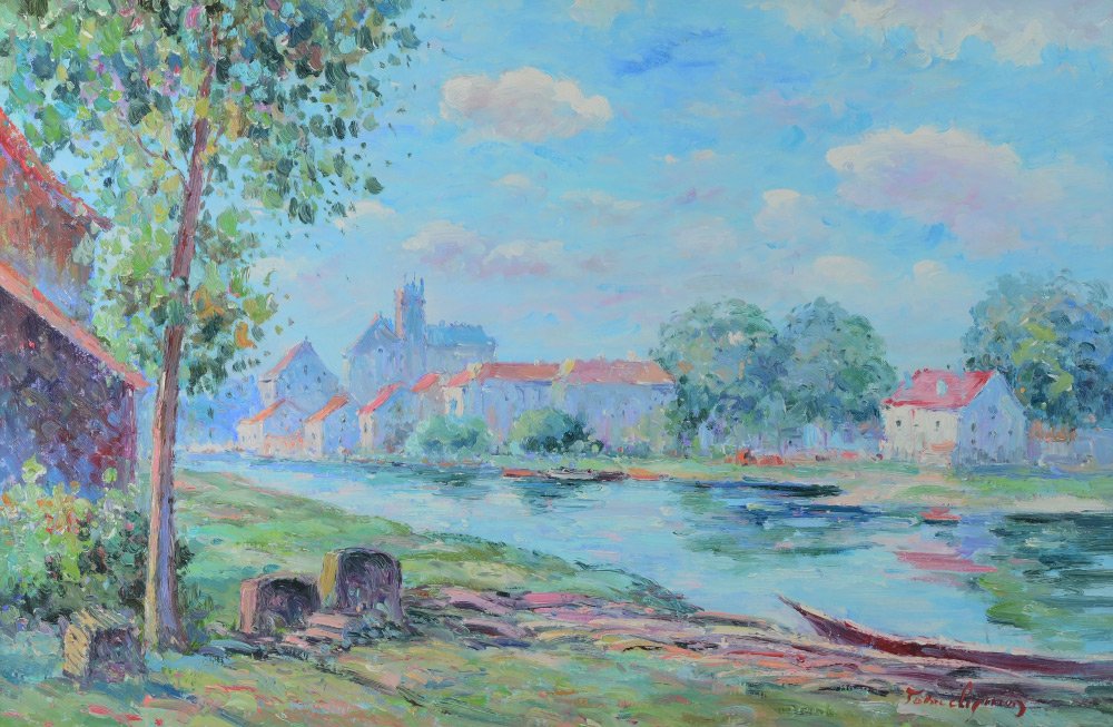 JOHN CLYMER IMPRESSIONIST FRENCH RIVER PAINTING (1 of 4)