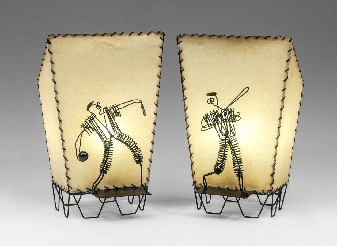 2 MID CENTURY GERMAN BASEBALL THEME LAMPS (1 of 2)