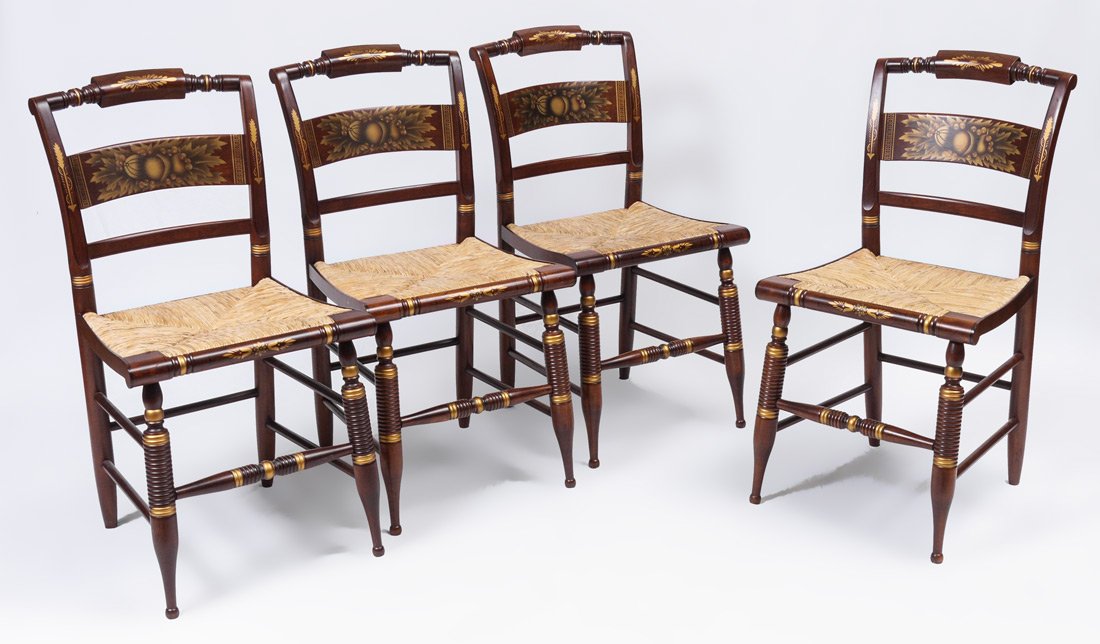 4 HITCHCOCK WOVEN SEAT SIDE CHAIRS (1 of 4)