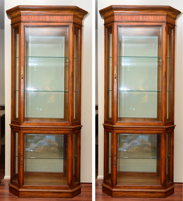 PR UPRIGHT 2 DOOR CURIO CABINETS W/ BEVELED GLASS