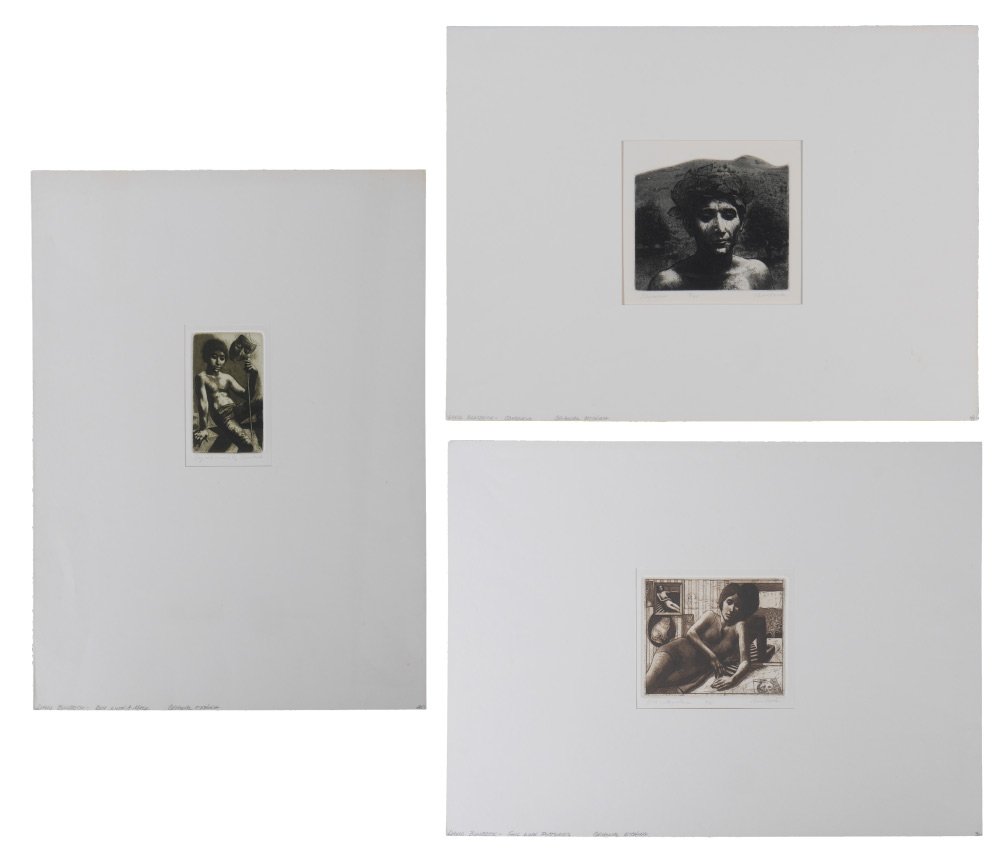 DAVID BUMBECK 3 SIGNED LITHOGRAPHS: BUMBECK, David, (American, 1940-): 3 Lithographs total to include 1) ''Odysseus'', 79/100, signed in pencil, image size 6'' x 6 1/4'', paper size 10 1/2'' x 11''; 2) ''Boy With a Mask'', 5/70, signed