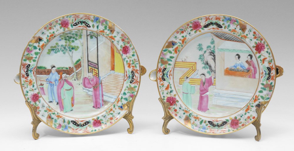2 CHINESE FAMILLE ROSE WARMING PLATES (1 of 5)