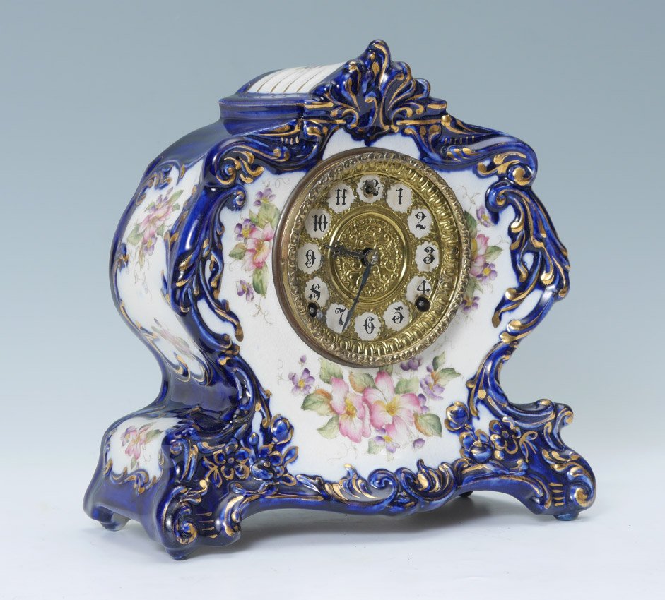 GILBERT PORCELAIN CASE MANTLE CLOCK (1 of 5)