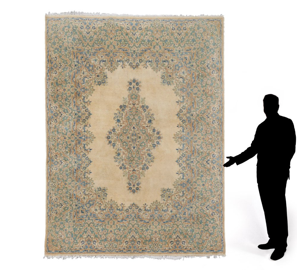 55 YR OLD PERSIAN KERMAN HK WOOL RUG 7'10" x 9'9" (1 of 4)